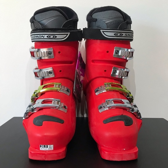 NWT Salomon Course T Snow Ski Boots Flex 41 8 Mens 8 Womens 9 Red 13.5" - Picture 5 of 16
